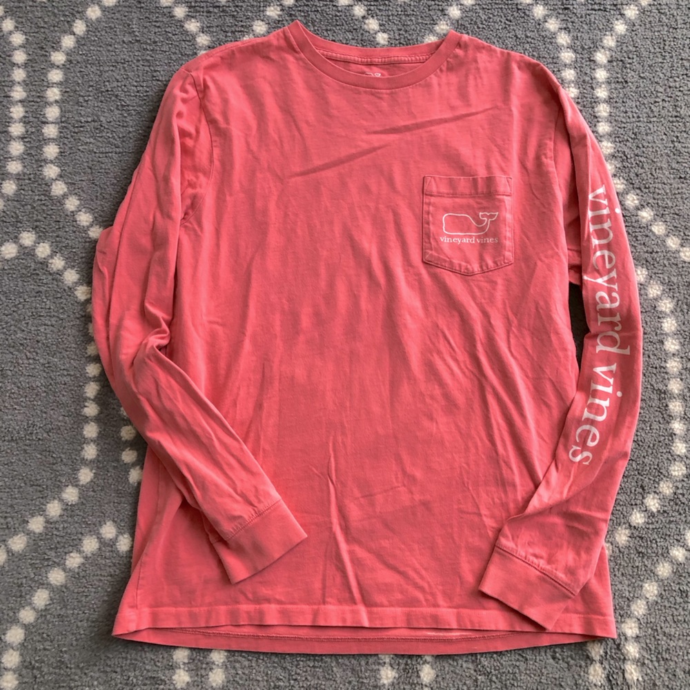 Vineyard Vines - Long-sleeved Coral Signature Pocket Tee